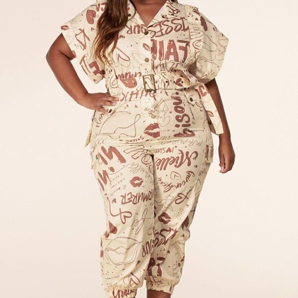 ❤️LOW STOCK! BRAND NEW Plus Size Grafitti Print Jumpsuits - Picture 8 of 9